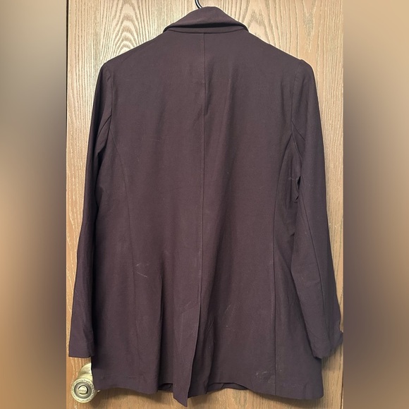 Eileen Fisher Petite Crepe Blazer Size PS/PP Brown Stretch Open Front - Picture 5 of 9